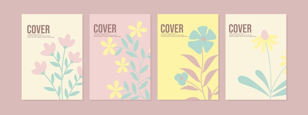 writing book cover design with hand drawn floral background. pastel color design. A4 size cover