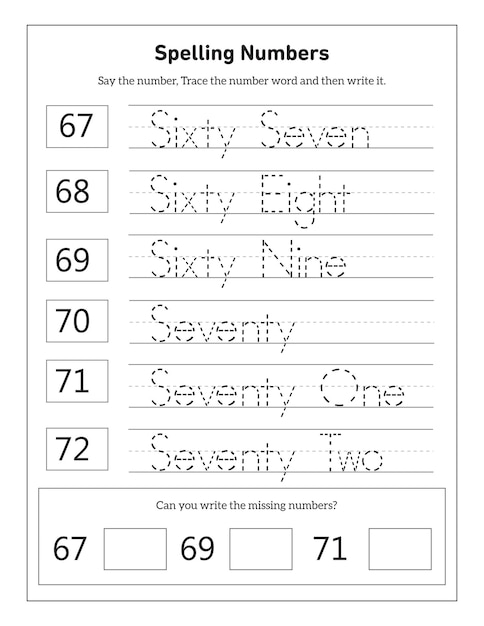 Writing The Numbers And Number Words 1100 Activity Worksheet For Kindergarten Student