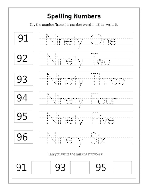 Writing The Numbers And Number Words 1100 Activity Worksheet For Kindergarten Student