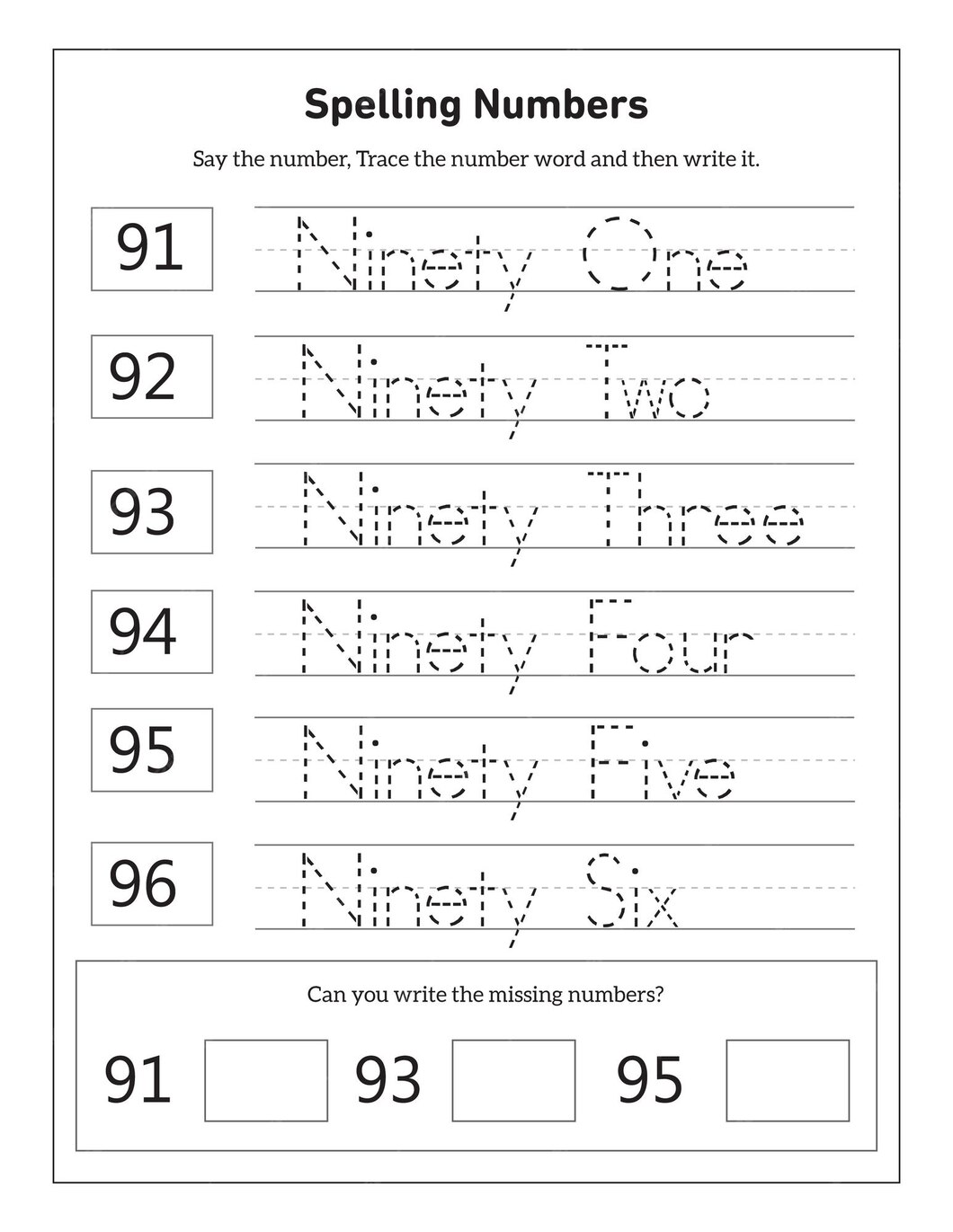 Premium Vector Writing the numbers and number words 1100 activity