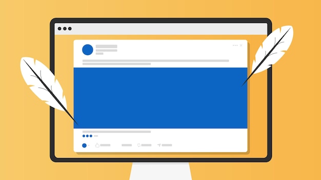 Vector writing a post for social networks on a computer