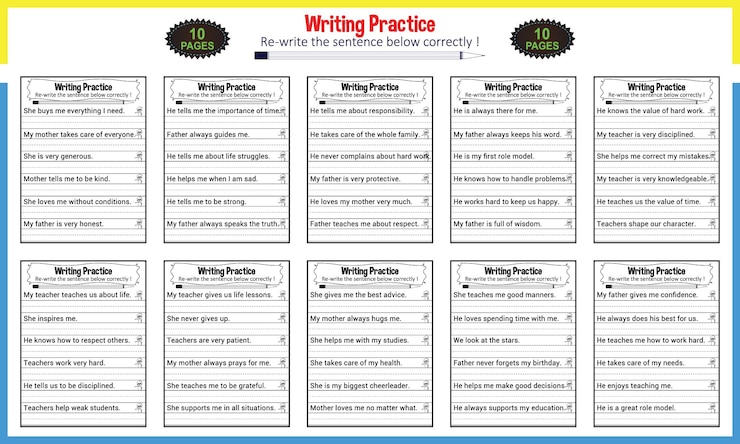 Vector writing practice worksheets