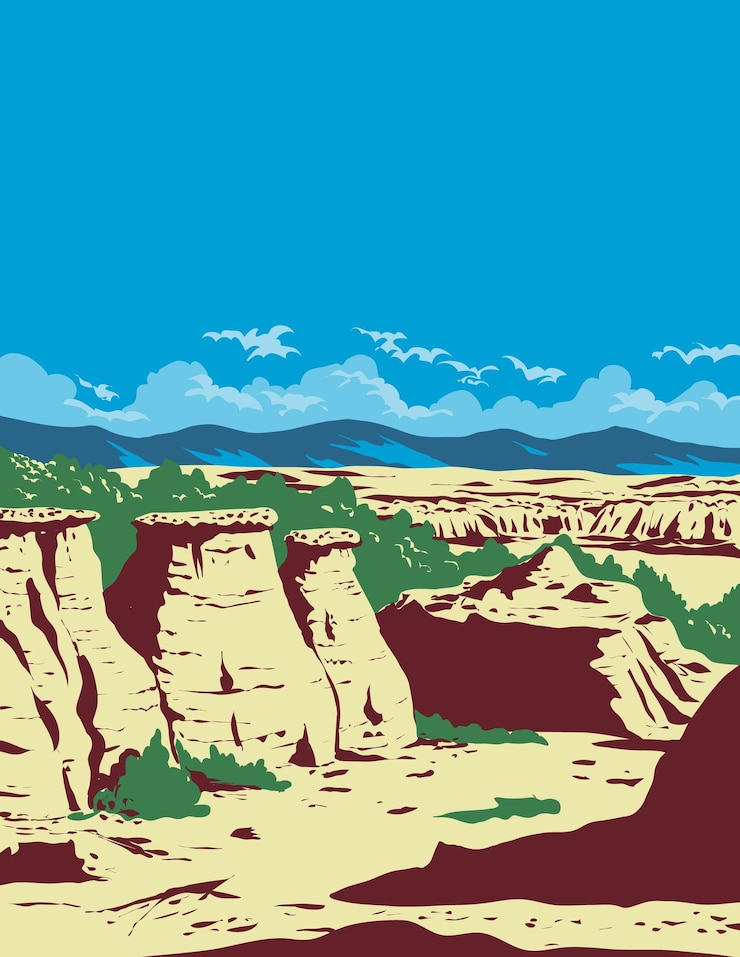 Vector writing on stone provincial park in alberta canada wpa poster art