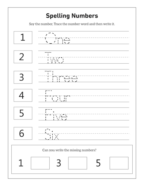 ベクトル 幼稚園の生徒のための数字と数字の単語1100アクティビティワークシートを書く