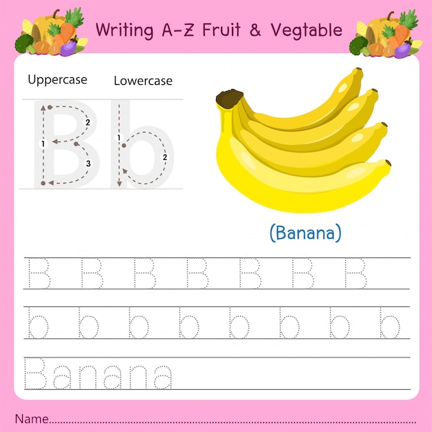 Writing a-z fruit & vegetables b