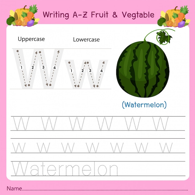 Scrittura az frutta e verdura w