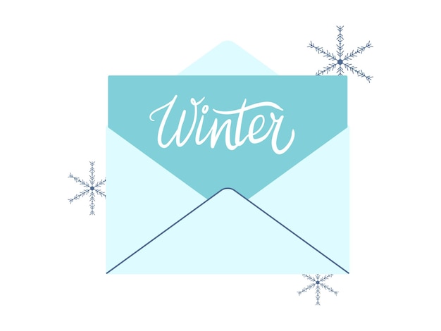 Written paper Mail with Handwriten Winter Isolated vector illustration