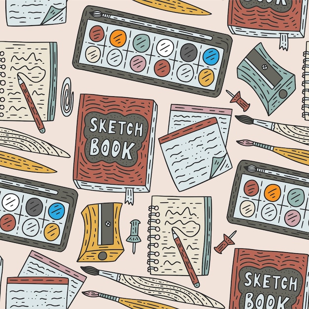 Accessori per la scrittura reticolo senza giunte doodle forniture per il disegno a colori per la scuola e l'arte con penna, inchiostro, matita, pennello e altri