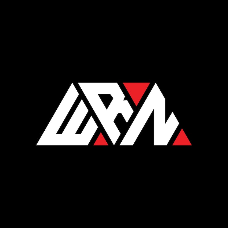 Vector wrn 三角形字母标志设计与三角形形状 wrn三角形标志设计 单体 wrn 三角形向量标志模板与红色 wrn的三角形标志 简单优雅和豪华的标志 wrn