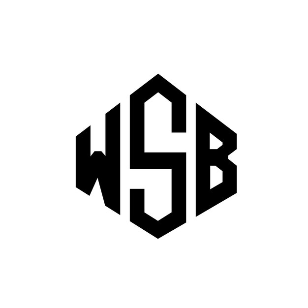 다각형 모양의 WSB 글자 로고 디자인 WSB 다각형 및 큐브 모양 로고 설계 WSB 육각형 터 로고 템플릿 색과 검은색 WSB 모노그램 비즈니스 및 부동산 로고