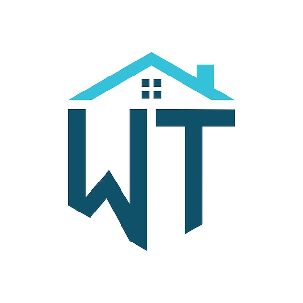 Vector wt house logo design template letter wt logo for real estate construction or any house related business