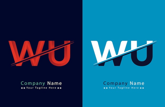 Vector wu letter kleurrijk logo in de cirkel vector logo illustratie