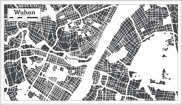 Wuhan China stadsplattegrond in retro stijl. Overzicht kaart. Vectorillustratie.