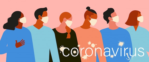 Wuhan novel coronavirus 2019 ncov, vrouwen en mannen met medisch gezichtsmasker.