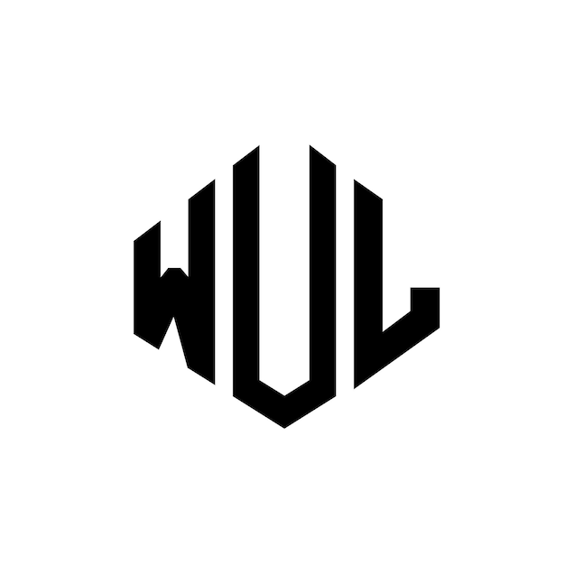 WUL letter logo design with polygon shape WUL polygon and cube shape logo design WUL hexagon vector logo template white and black colors WUL monogram business and real estate logo