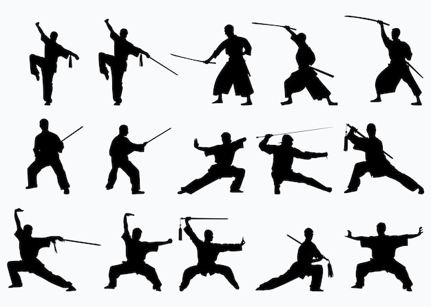 Vettore silhouette del wushu