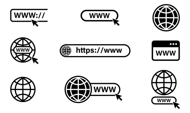 Vector www icon website icon set
