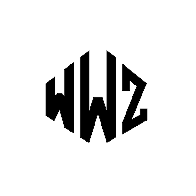 다각형 모양의 WWZ 글자 로고 디자인 WWZ 다각형 및 큐브 모양 로고 설계 WWZ 육각형 터 로고 템플릿 색과 검은색 WWZ 모노그램 비즈니스 및 부동산 로고