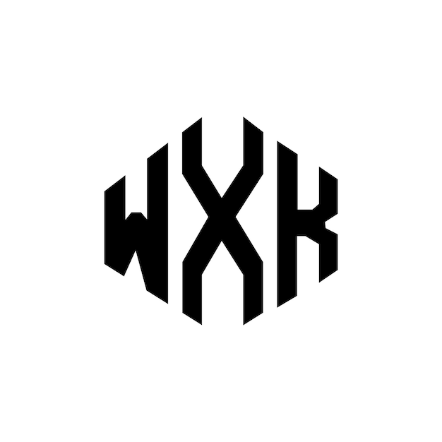 다각형 모양의 WXK 글자 로고 디자인 WXK 다각형 및 큐브 모양의 로고 설계 WXK 육각형 터 로고 템플릿 색과 검은색 WXK 모노그램 비즈니스 및 부동산 로고