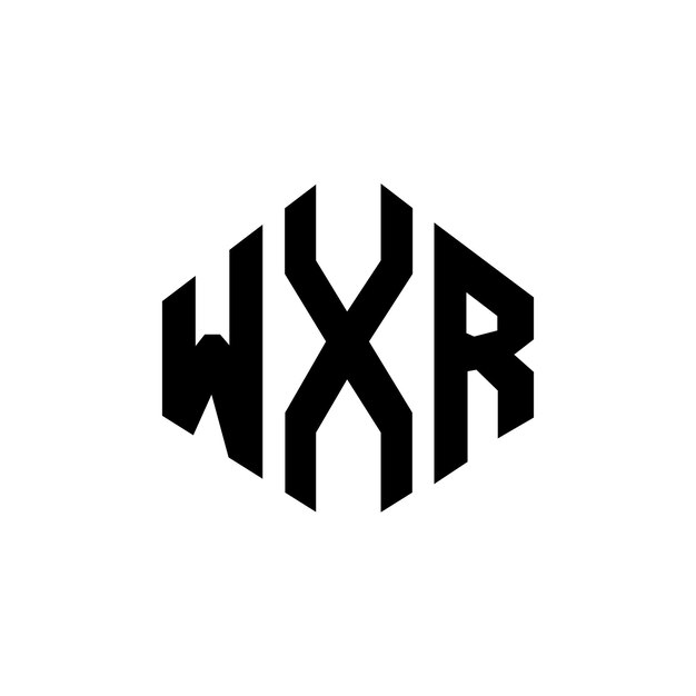 다각형 모양의 WXR 글자 로고 디자인 WXR 다각형 및 큐브 모양의 로고 설계 WXR 육각형 터 로고 템플릿 색과 검은색 WXR 모노그램 비즈니스 및 부동산 로고