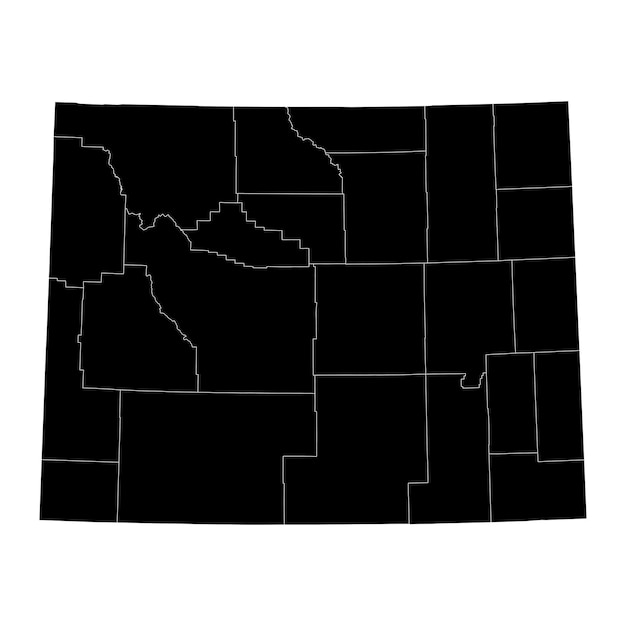 Vector wyoming state map with counties vector illustration