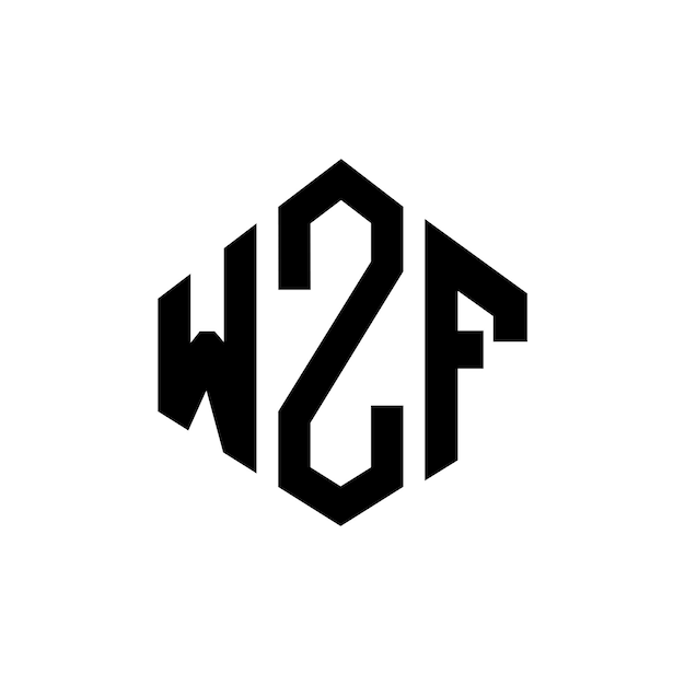 WZF フォーマット フォーム フォーム: WZF ポリゴン フォーム WZF クーブ フォーム ロゴ デザイン WZF ヘクサゴン ベクトル ロゴ テンプレート 白黒色 WZF モノグラム ビジネス ロゴ