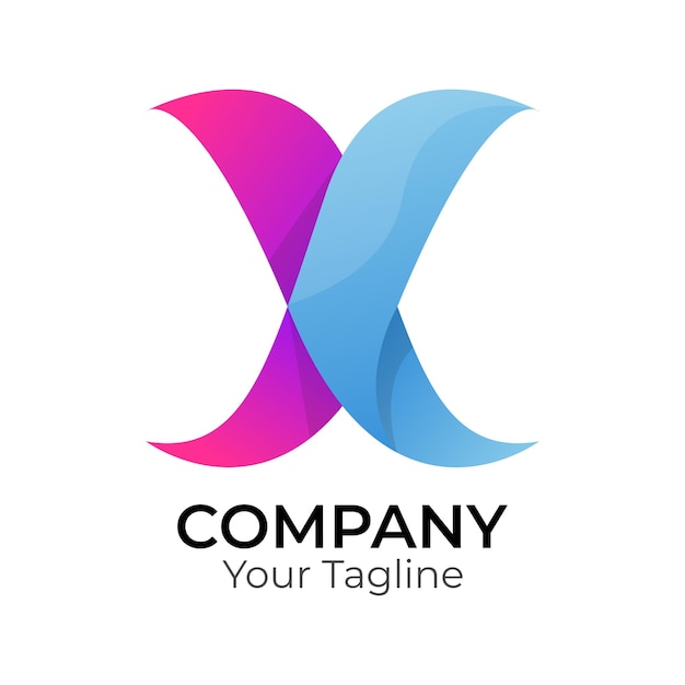 X abstract modern minimalist premium typography 3d colorful letter logo design template