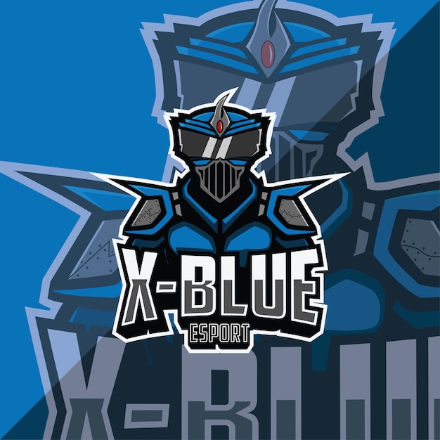 Vector x blauw esport logo sjabloon