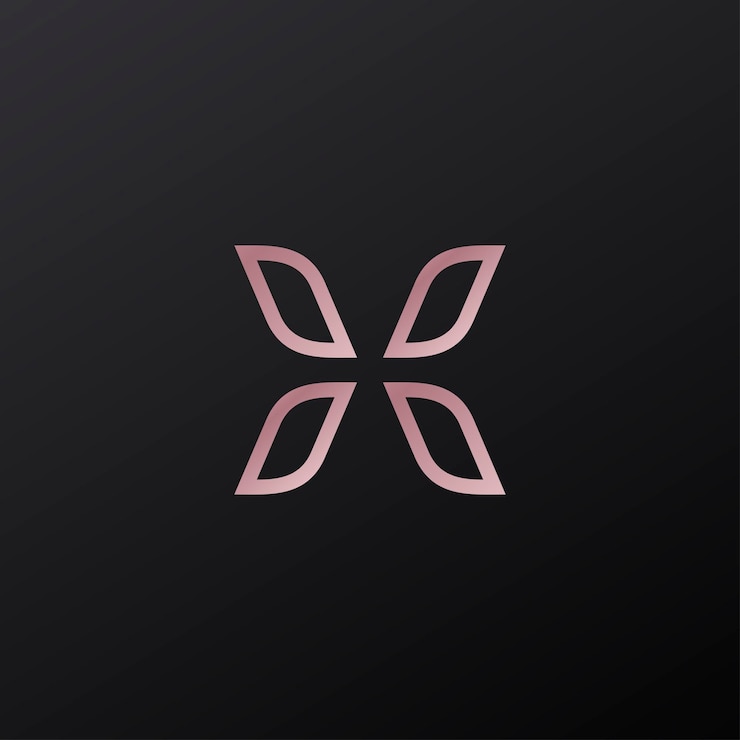 Vector x 버터플라이 럭셔리 미니멀 모노라인 로고 디자인
