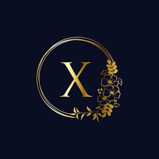 X eerste logo bruiloft cirkel logo vector sjabloon