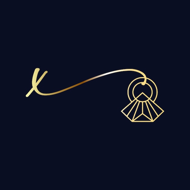 X eerste logo bruiloft handschrift sieraden logo vector sjabloon