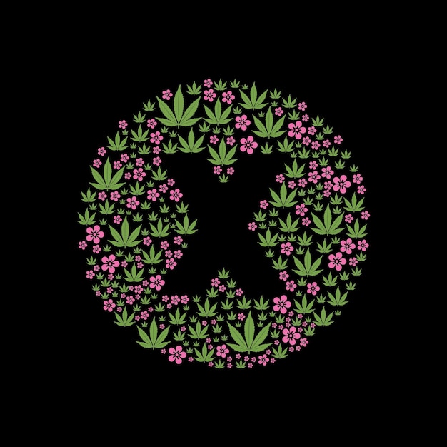 X en marihuana leaf flower voor unknown chemical compound symbool logo-ontwerp