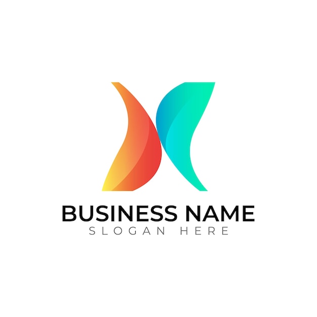 X gradient 3d abstract vector letter logo design