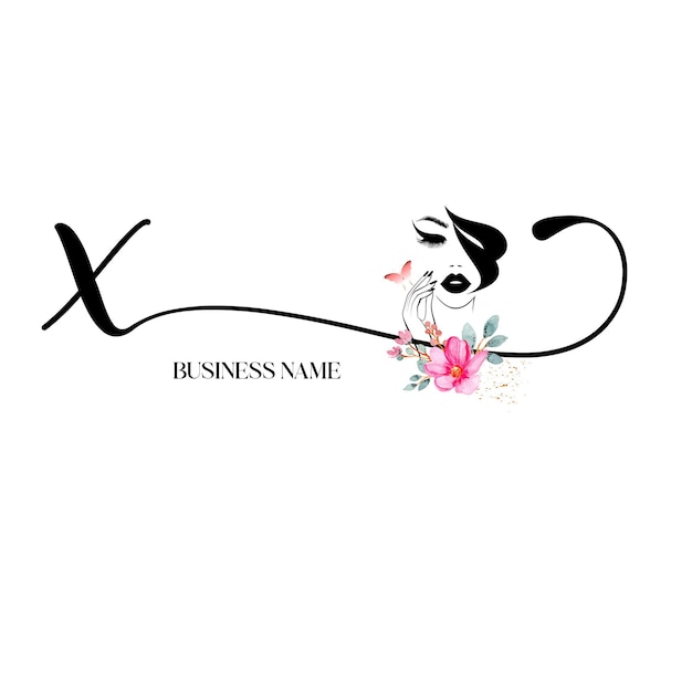 X initial letter Beauty floral logo