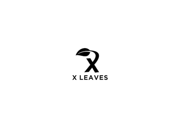 x leaves logo design vector illustration