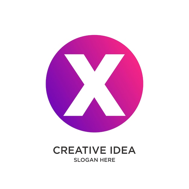 X Letter design gradient colorful simple modern