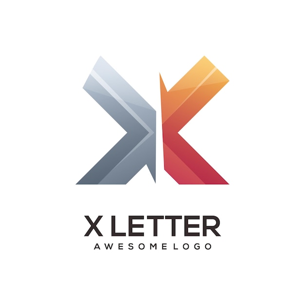 Vector x letter logo gradient colorful illustration