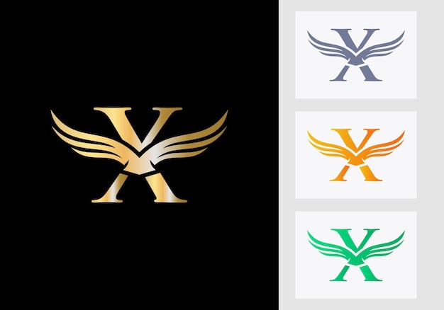 X letter vleugel logo ontwerp. letter x logo en vleugels concept