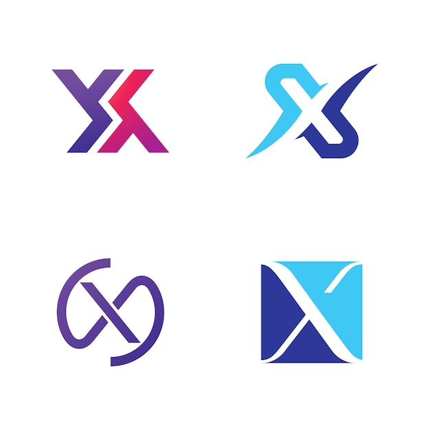 Vettore x logo design e modello