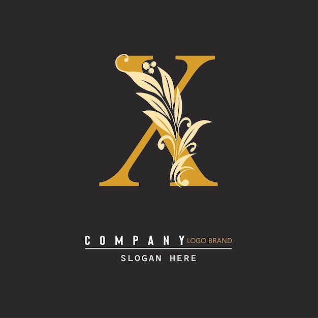 X logo letterontwerp in bladvorm letter X bloemige decoratieve luxe alfabet Vector letter