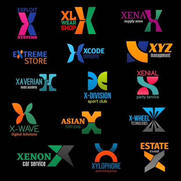 Vector x modern color trend corporate identity icons