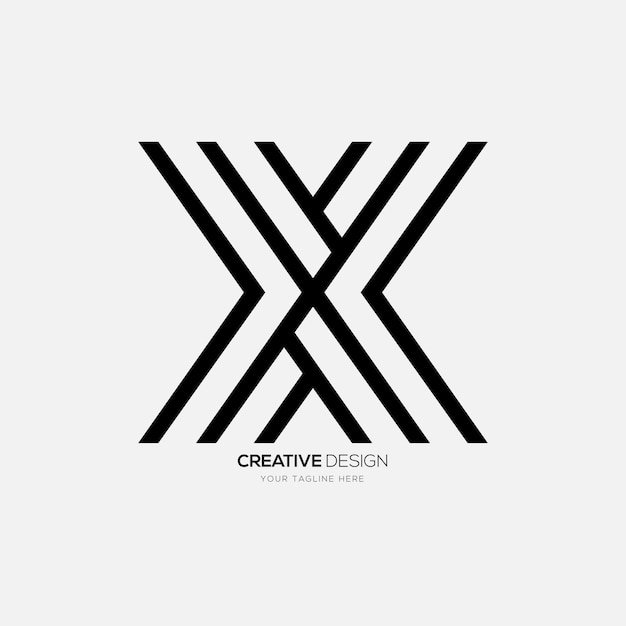 X 현대 문자 라인 아트 독특하고 독창적인 패션 모노그램 의류 로고 디자인