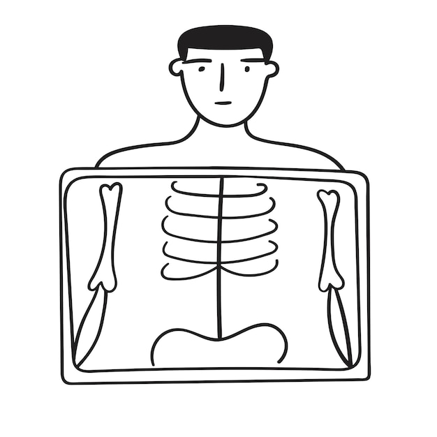 Вектор Рентгеновский снимок. значок контура вектора. концепция здравоохранения. графический дизайн на белом фоне.