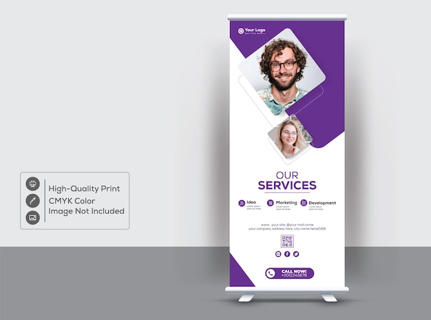 X stand rollup banner design template