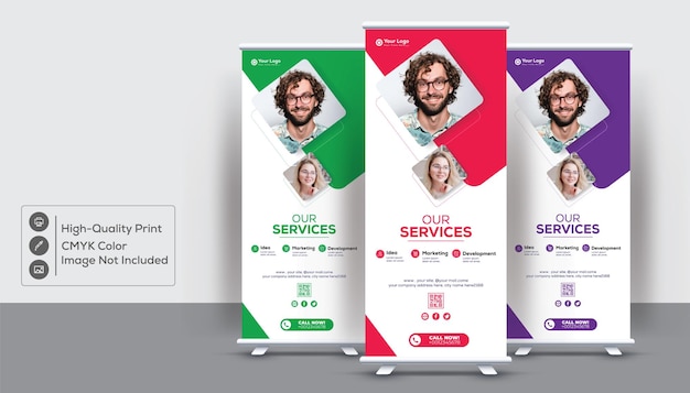 X stand rollup banner design template