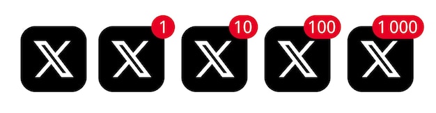 X Twitter app icons with new message notifications