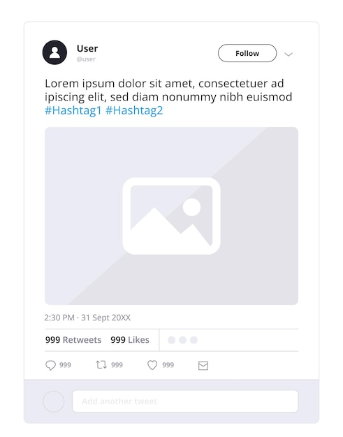 X Twitter post mockup x post frame sjabloon en tweet tekst moderne sociale media app vector