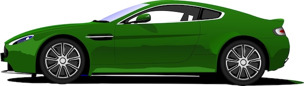 XAGreen sedan auto zijaanzicht Vector Gekleurde 3d illustratie