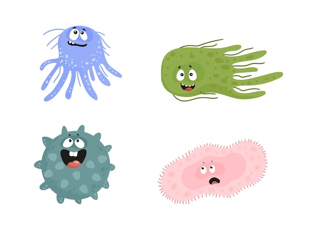 Vector xaset of bacteria with emotions