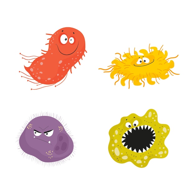 Vector xaset of bacteria with emotions